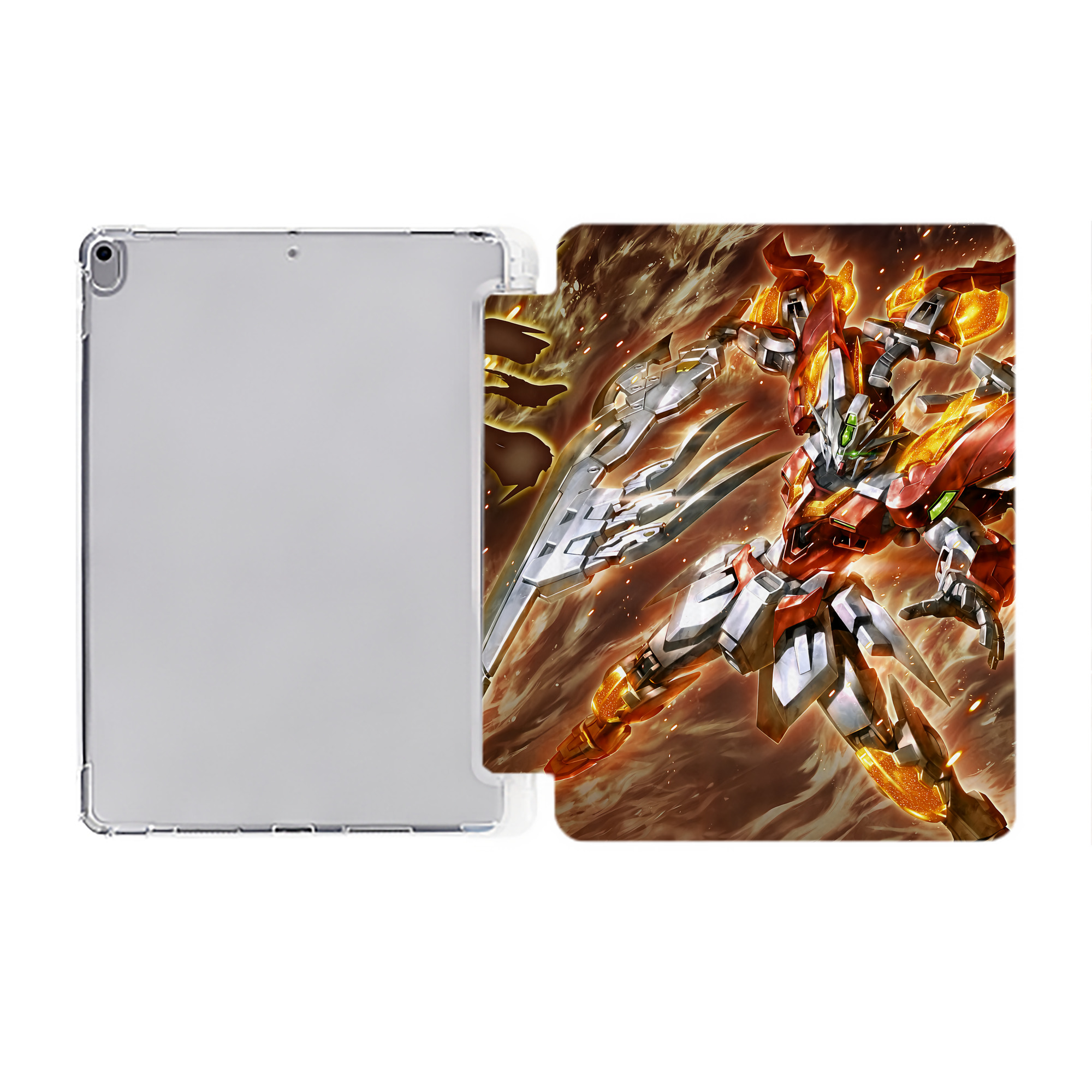 （画像用） 機動戦士ガンダム Mobile Suit Gundam IPad ケース ペン収納付き 三つ折りスタンド PUレザー×シリコン 対応機種9.5/10.5/10.9インチ